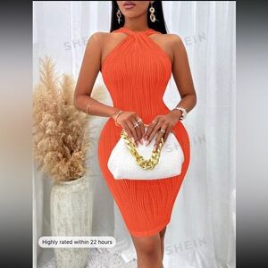 Solid halter neck Bodycon dress